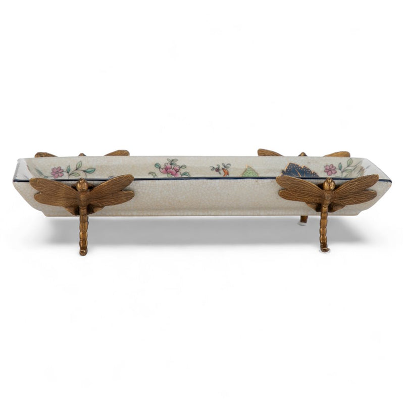 Tobacco Leaf Pattern Porcelain Tray with Bronze Dragonfly – Tobacco Leaf Collection