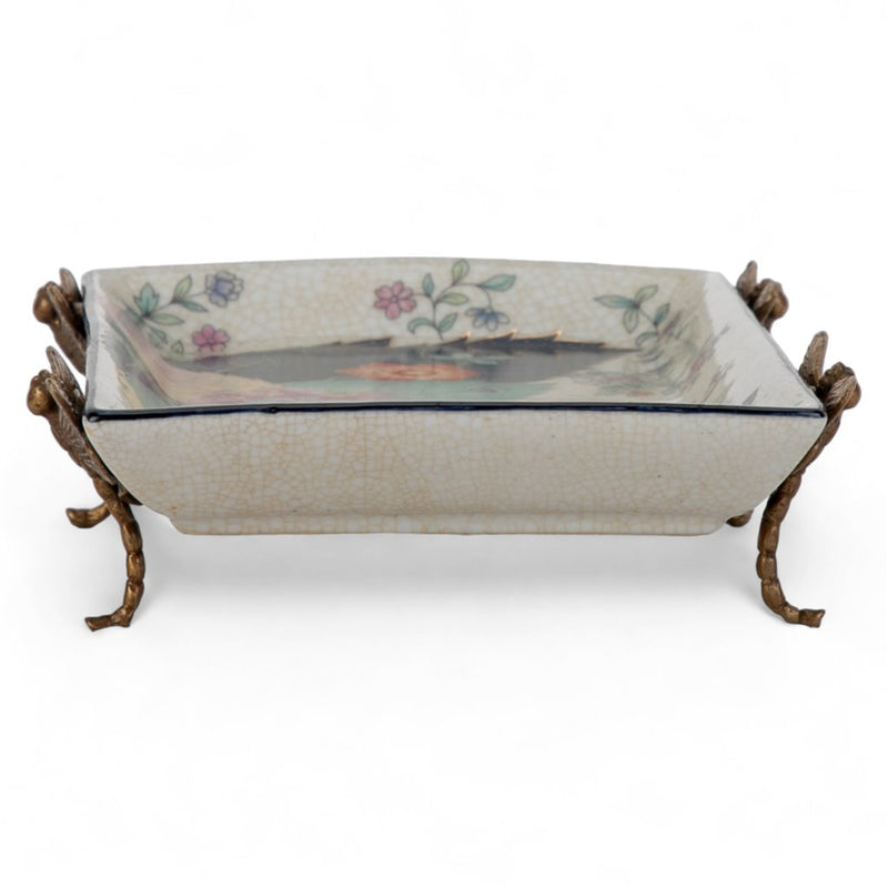 Tobacco Leaf Pattern Porcelain Tray with Bronze Dragonfly – Tobacco Leaf Collection