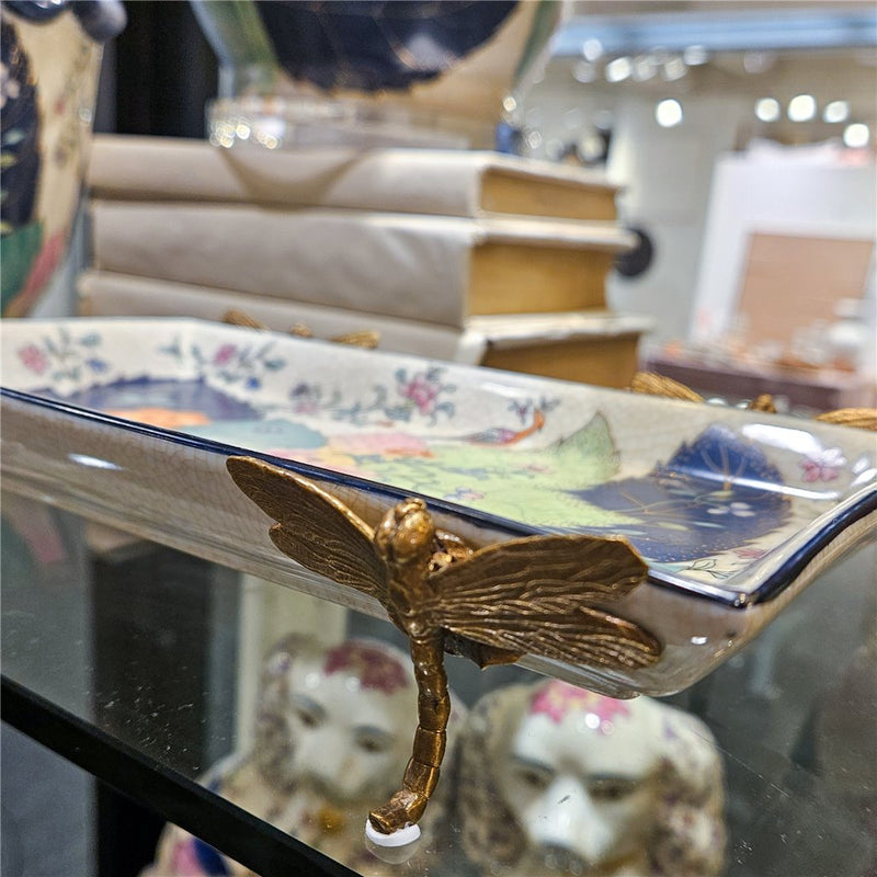 Tobacco Leaf Pattern Porcelain Tray with Bronze Dragonfly – Tobacco Leaf Collection