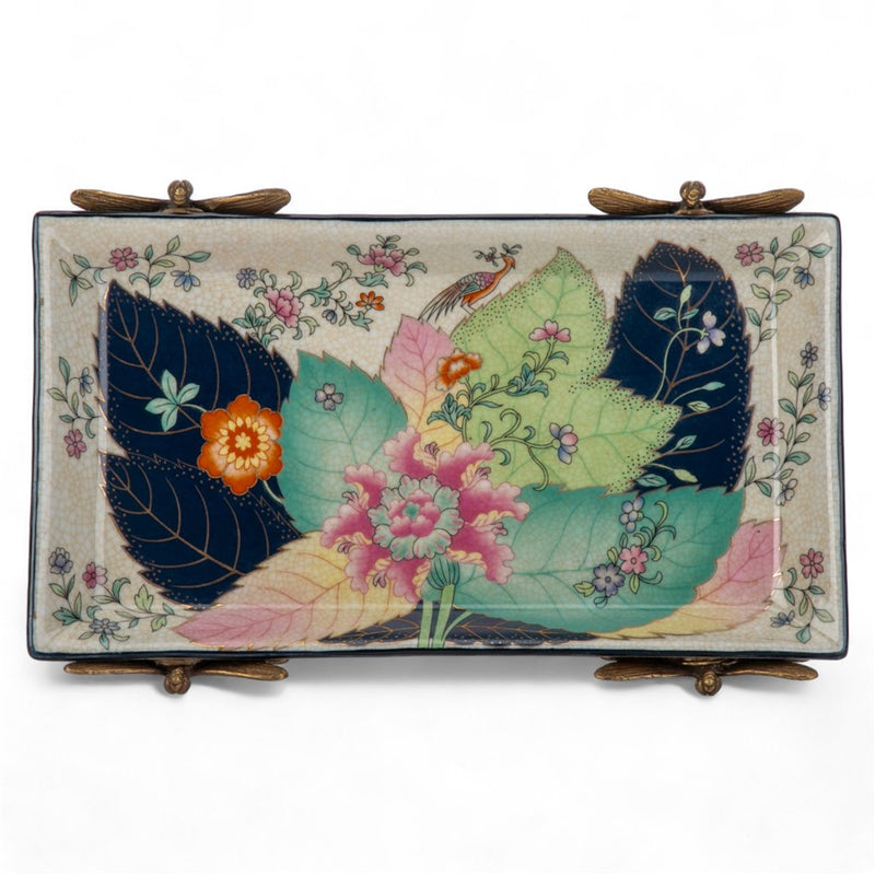 Tobacco Leaf Pattern Porcelain Tray with Bronze Dragonfly – Tobacco Leaf Collection