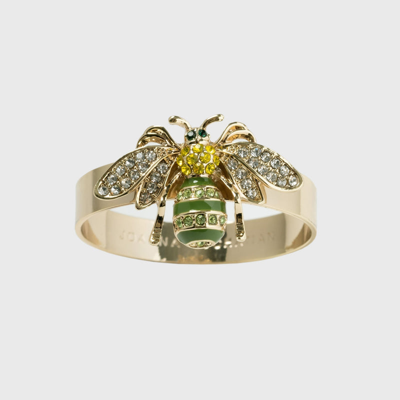 Skinny stripey bee napkin rings, green, set of four