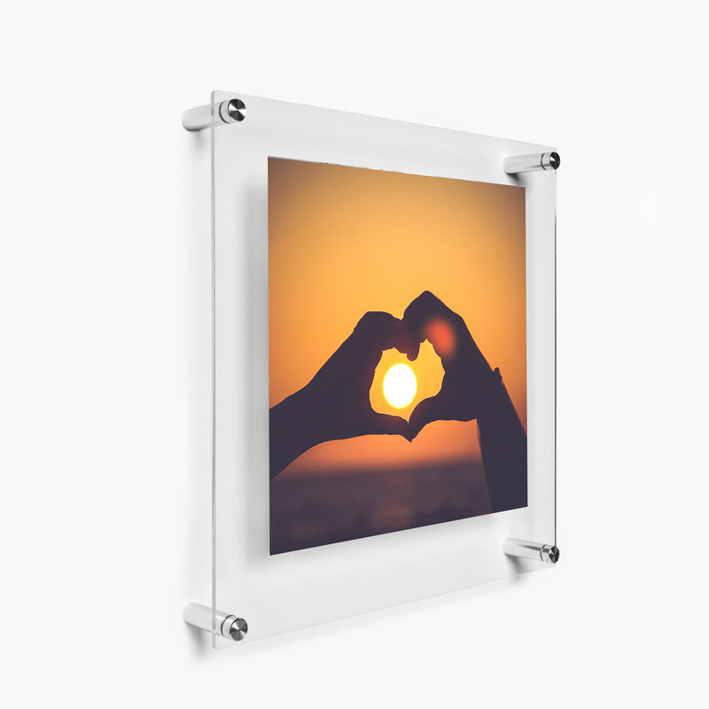 12x12" Photo Double Panel Acrylic Clear Picture Frame (Frame Size 15x15")