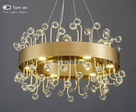 MIRODEMI® Gold Round Colorful Crystal Chandelier for Living room, Kitchen