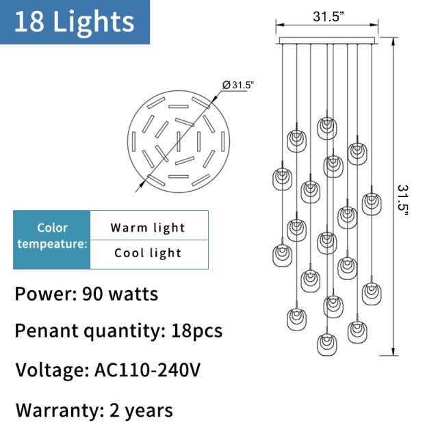 MIRODEMI® Creative LED chandelier for staircase, lobby, bedroom, stairwell