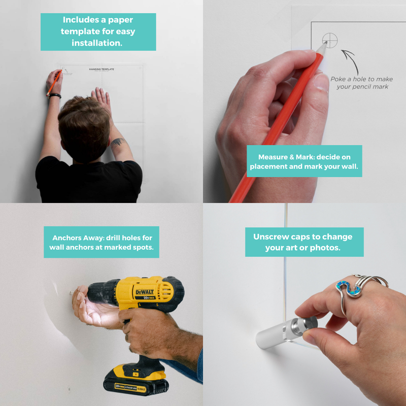 Single Acrylic Magnet Wall Frame - CHOOSE YOUR SIZE (Silver/Gold)