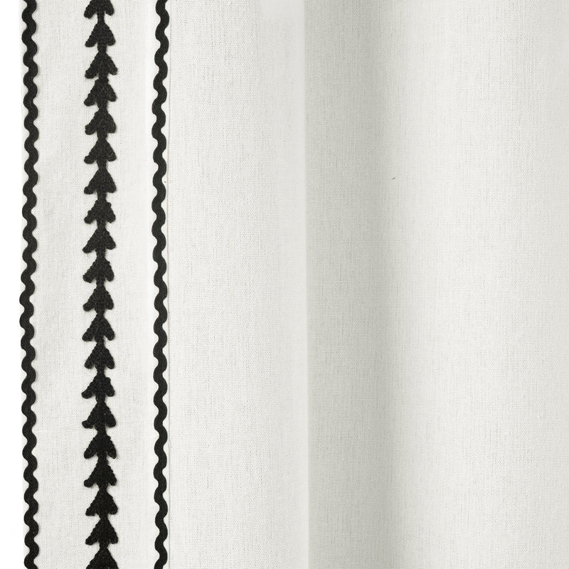 Olivia Ric Rac Embroidery Border Window Curtain Panel
