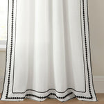 Olivia Ric Rac Embroidery Border Window Curtain Panel