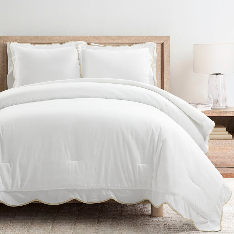 Coastal Chic Scallop Edge 3 Piece Comforter Set
