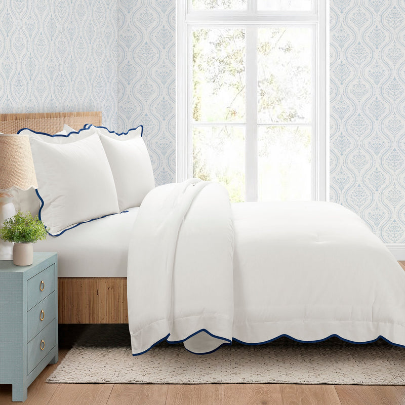Coastal Chic Scallop Edge 3 Piece Comforter Set