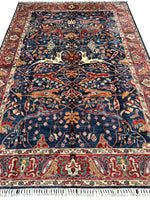 Hand-Knotted AfghanI Bidjar Ghazni Wool Rug – 6'7" x 9'10" – Elegant Floral Design