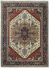 8x8, 8x10, 9x12,10x14 and 12x15 Hand Knotted Ivory and Blue Traditional Heriz Serapi Antique Wool Rug | TRDCP76