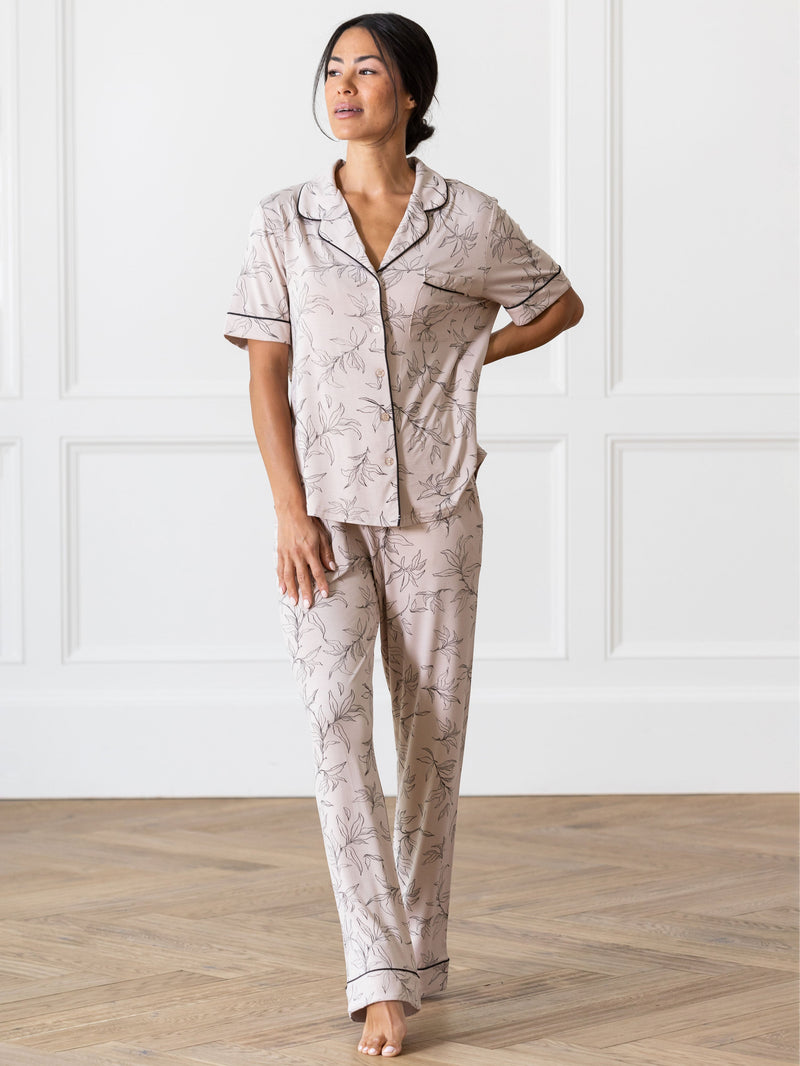 Women's Stretch-Knit Short Sleeve & Pant Bamboo Pajama Set
