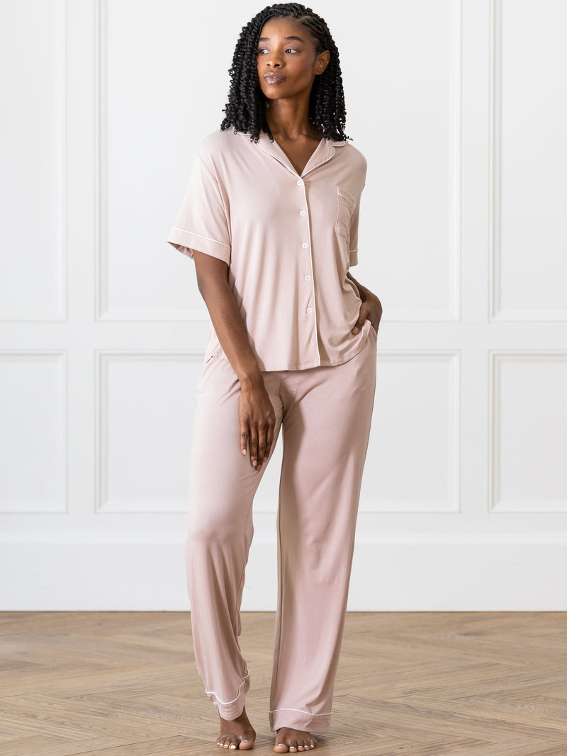 Women's Stretch-Knit Short Sleeve & Pant Bamboo Pajama Set