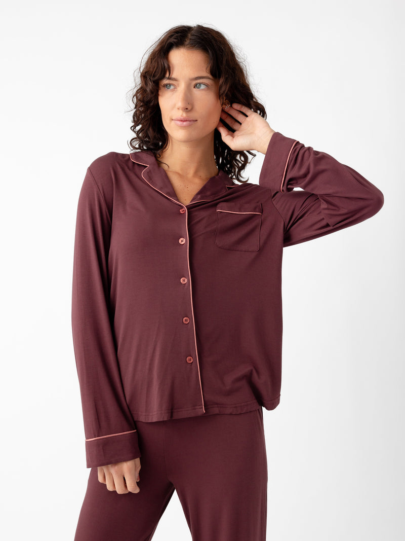 Women's Stretch-Knit Long Sleeve Bamboo Pajama Set