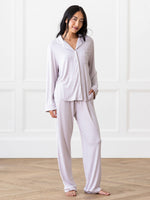 Women's Stretch-Knit Long Sleeve Bamboo Pajama Set