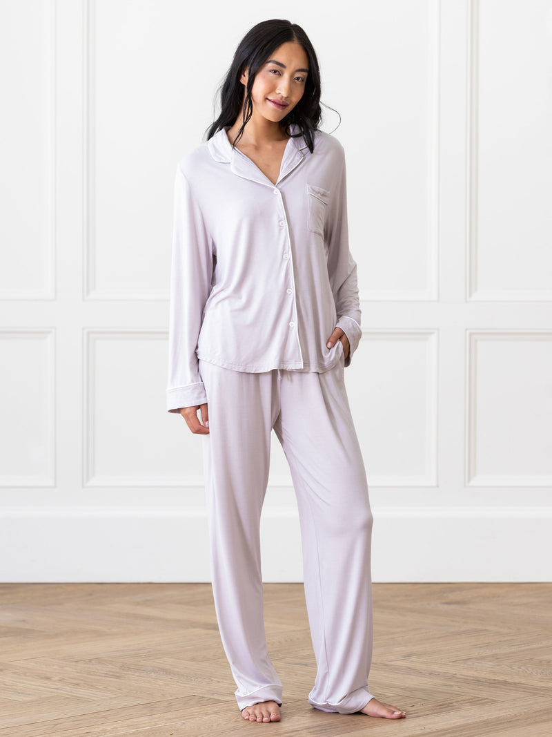 Women's Stretch-Knit Long Sleeve Bamboo Pajama Set