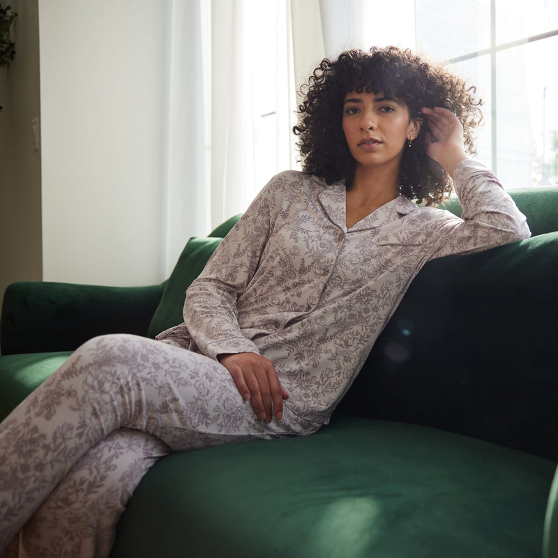 Women's Stretch-Knit Long Sleeve Bamboo Pajama Set