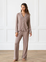 Women's Stretch-Knit Long Sleeve Bamboo Pajama Set
