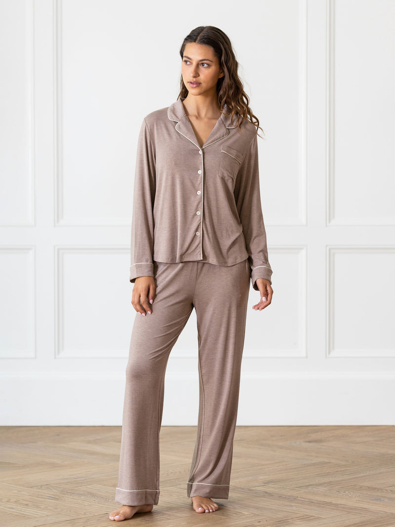 Women's Stretch-Knit Long Sleeve Bamboo Pajama Set