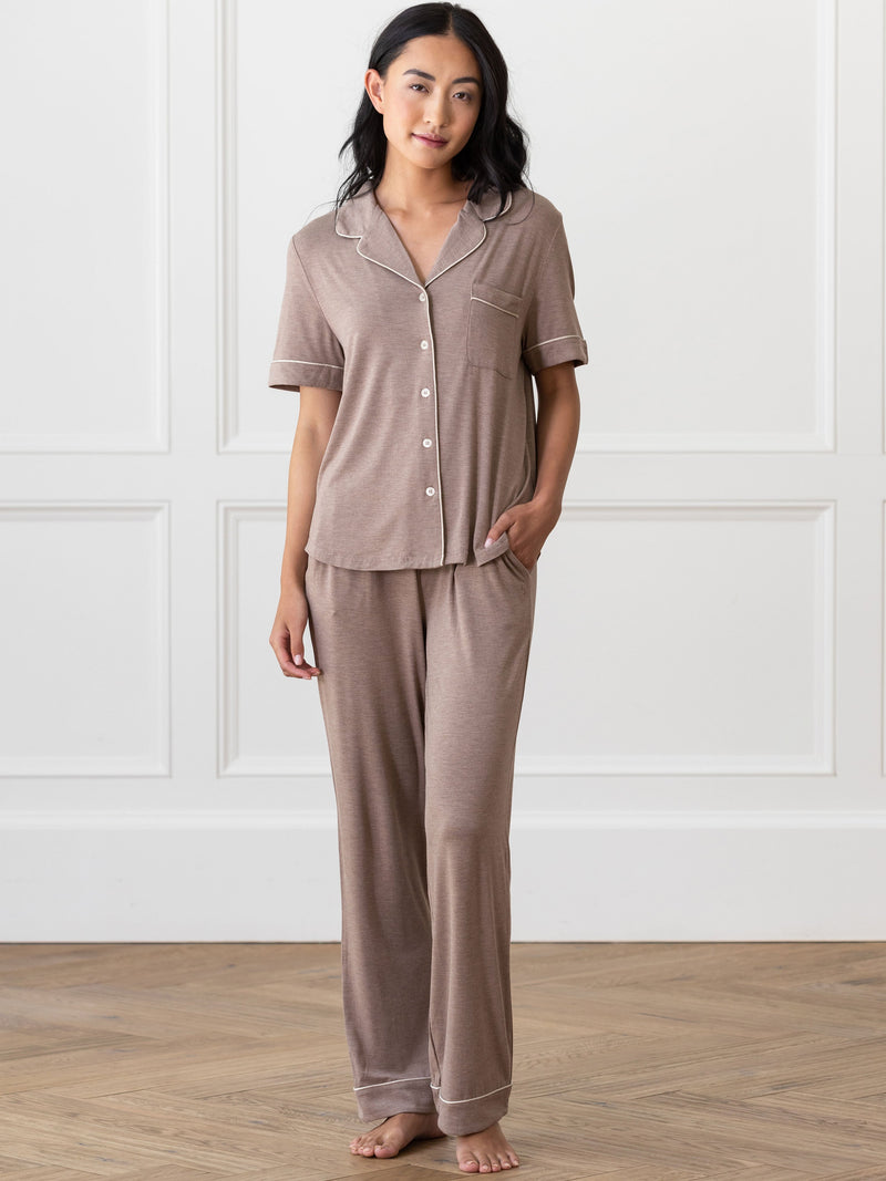 Women's Stretch-Knit Short Sleeve & Pant Bamboo Pajama Set