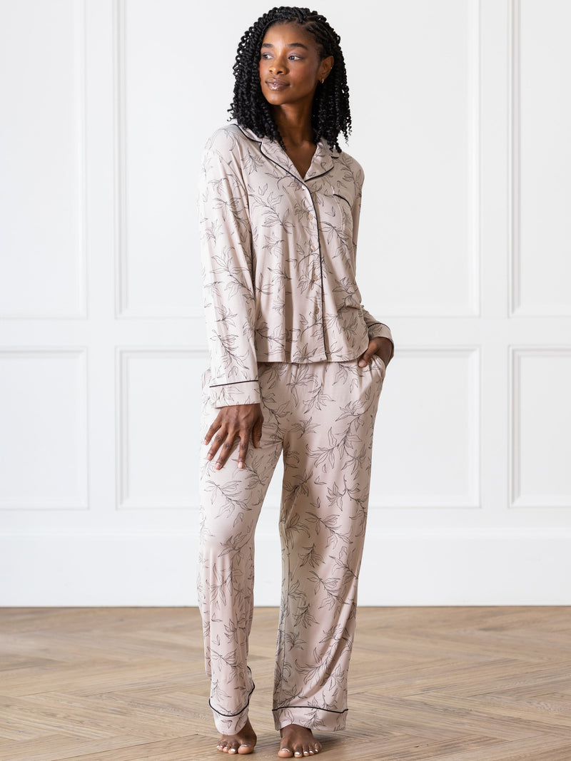 Women's Stretch-Knit Long Sleeve Bamboo Pajama Set