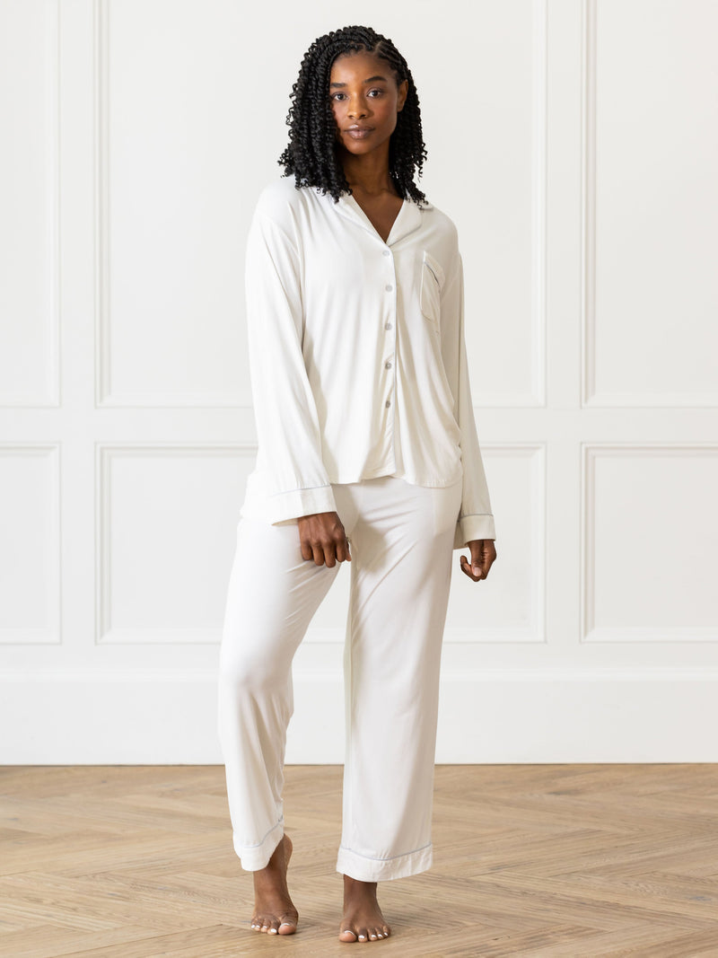 Women's Stretch-Knit Long Sleeve Bamboo Pajama Set