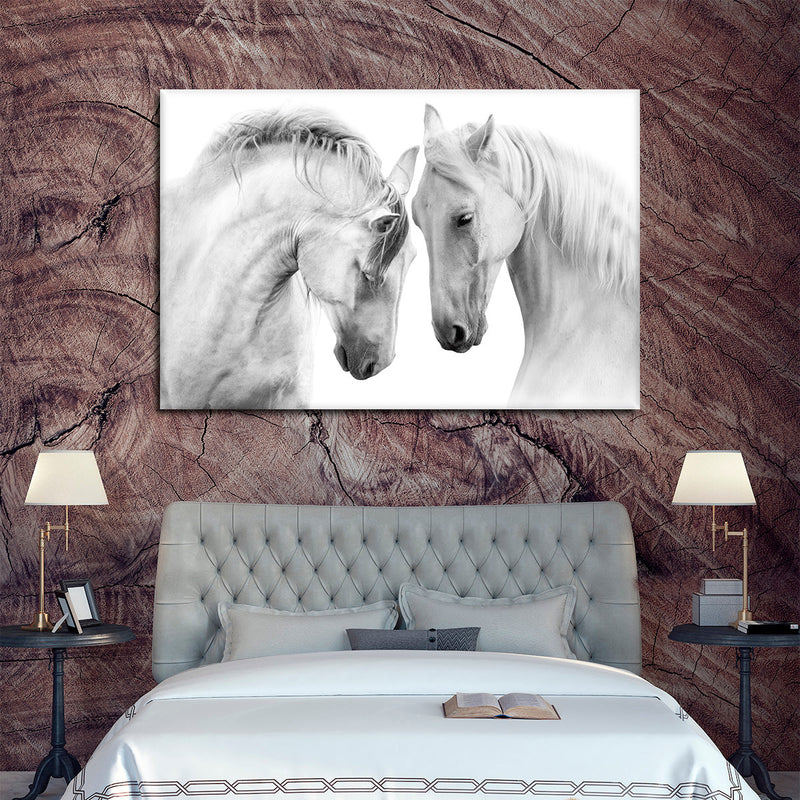 White Horse Couple Wall Art