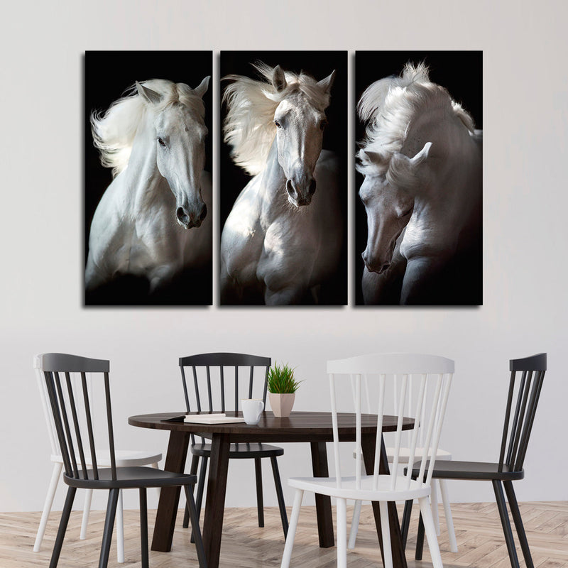 Three White Horses Wall Art