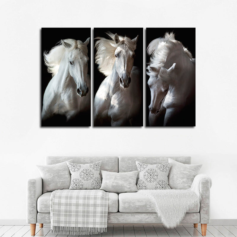 Three White Horses Wall Art