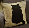 Handmade Pillow in Hand Felted Wool - Cat on Gray - 20"