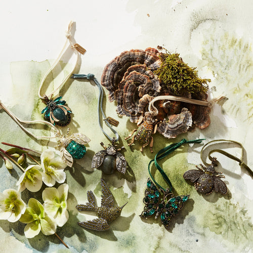 Sparkle bee hanging ornament, labradorite