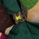 Gold trim dinner napkins, hunter green, set of two