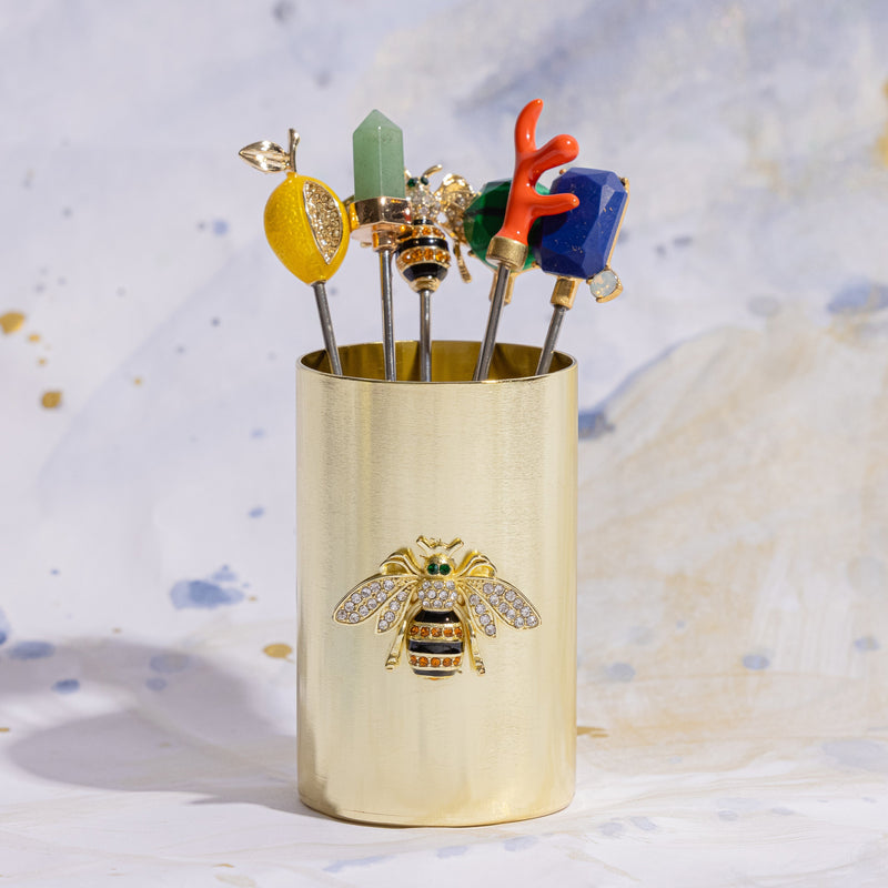 Stripey bee pot, small
