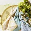 Etched wing bug skinny napkin rings, lemon jasper, set of four