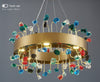 MIRODEMI® Gold Round Colorful Crystal Chandelier for Living room, Kitchen