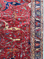 Hand-Knotted Afghani Bidjar Wool Rug – 9’x12’6” – Intricate Geometric & Floral Motifs