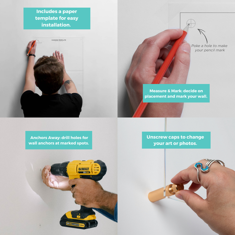 Single Acrylic Magnet Wall Frame - CHOOSE YOUR SIZE (Silver/Gold)