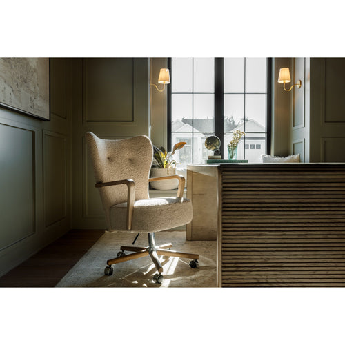 Melrose Sheepskin Camel Desk Chair | shipping 8/6/2025