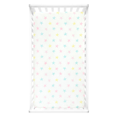 Rainbow All Over Stars Soft & Plush Fitted Crib Sheet