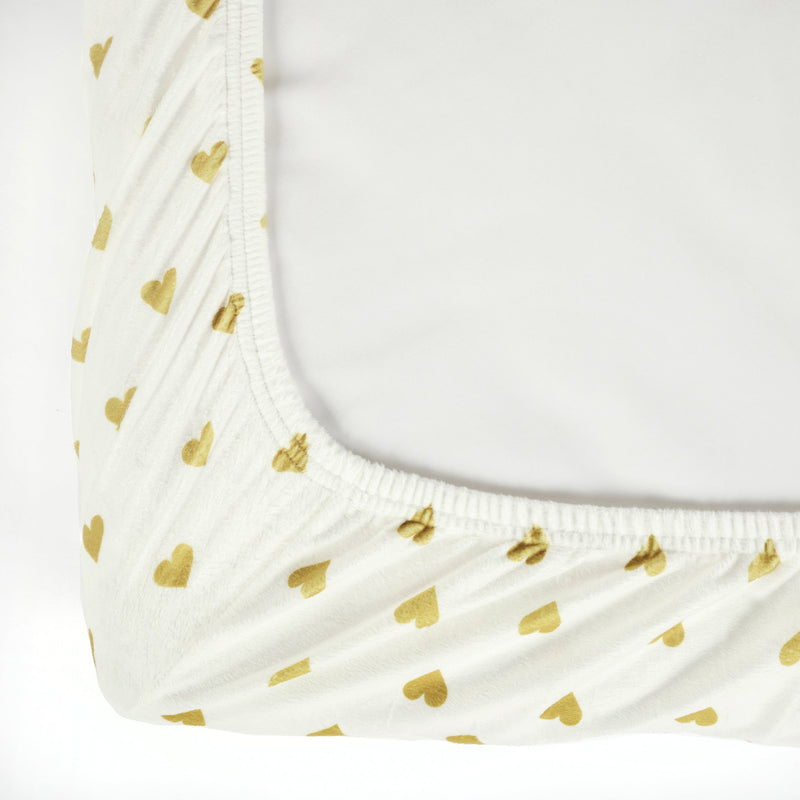 Boho Metallic Hearts All Over Soft & Plush Fitted Crib Sheet