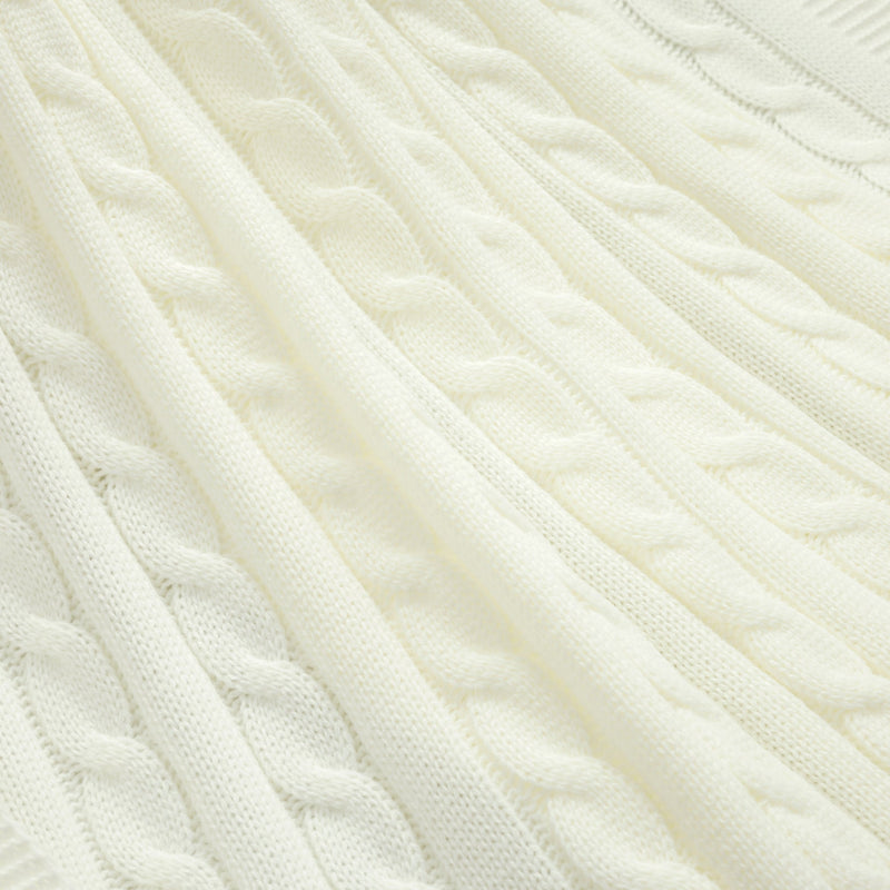 Cable Soft Knitted Ruffle Baby Blanket