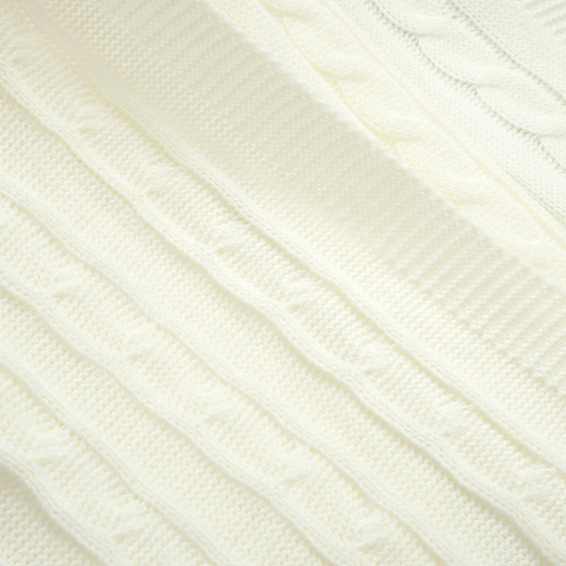 Cable Soft Knitted Ruffle Baby Blanket