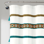 Ava Boho Stripe Tassel Yarn Dyed Recycled Cotton Shower Curtain
