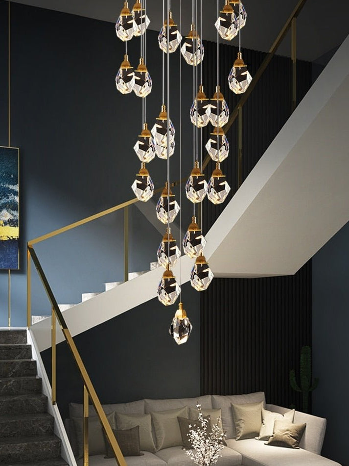 MIRODEMI® Luxury diamond crystal chandelier for staircase, living space, stairwell