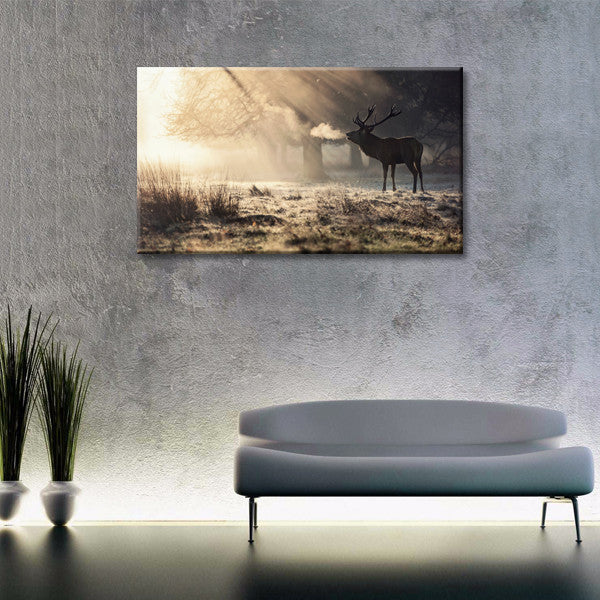 Wild Deer In Snow Wall Art