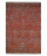 2.6x4 Fine Hand Knotted Gray and Rust Traditional Vintage Persian Style Antique Wool Rug | AGR28