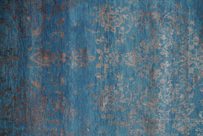 2.6x4 Fine Hand Knotted Rust and Blue Traditional Vintage Persian Style Antique Wool and Silk Rug | AGR27