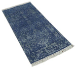 2.6x5 Fine Hand Knotted Blue and Silver Traditional Vintage Persian Style Antique Wool Rug | AGR24