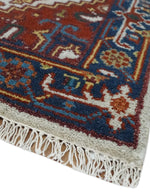 2.6x6 Hand knotted Gold, Ivory, Brown and Blue Traditional wool Area Rug