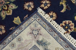 2.6x8 Blue and Beige Fine Runner Hand Knotted Area Rug | Floral Design Made with Fine Wool